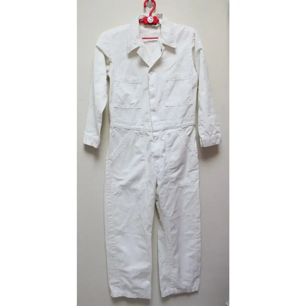 Big Bud Press White Everyday Long Sleeve Denim Worksuit Coveralls Jumpsuit Small - Picture 2 of 5